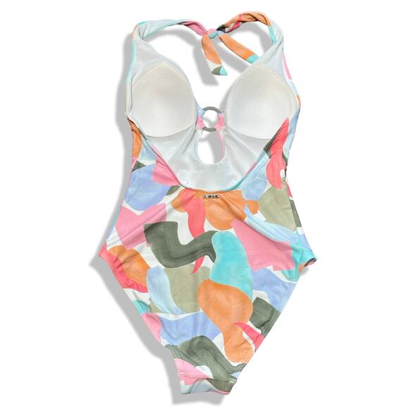 Sea Level women's tie neck keyhole halter one piece new size 6 multicolor - Picture 2 of 6